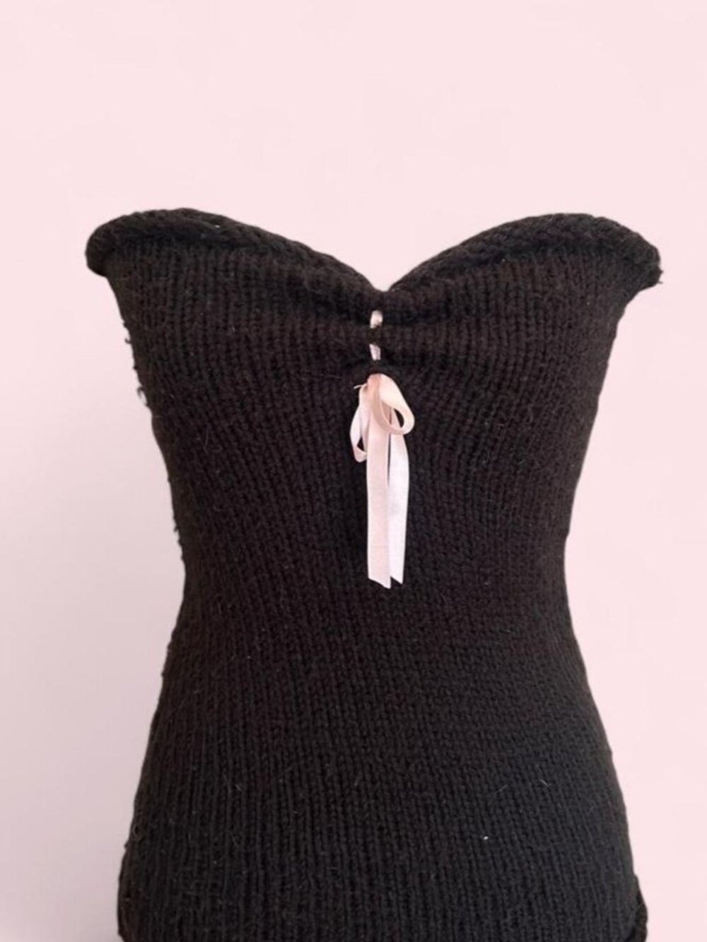 Womens Black Hand-Made Crochet Tube Top